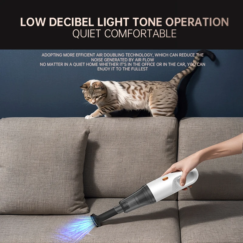 Portable Handheld Wireless Car Vacuum Cleaner 19000Pa Powerful Suction Mini Cordless Vacuum Cleaners for Auto/Home/Office/Pet