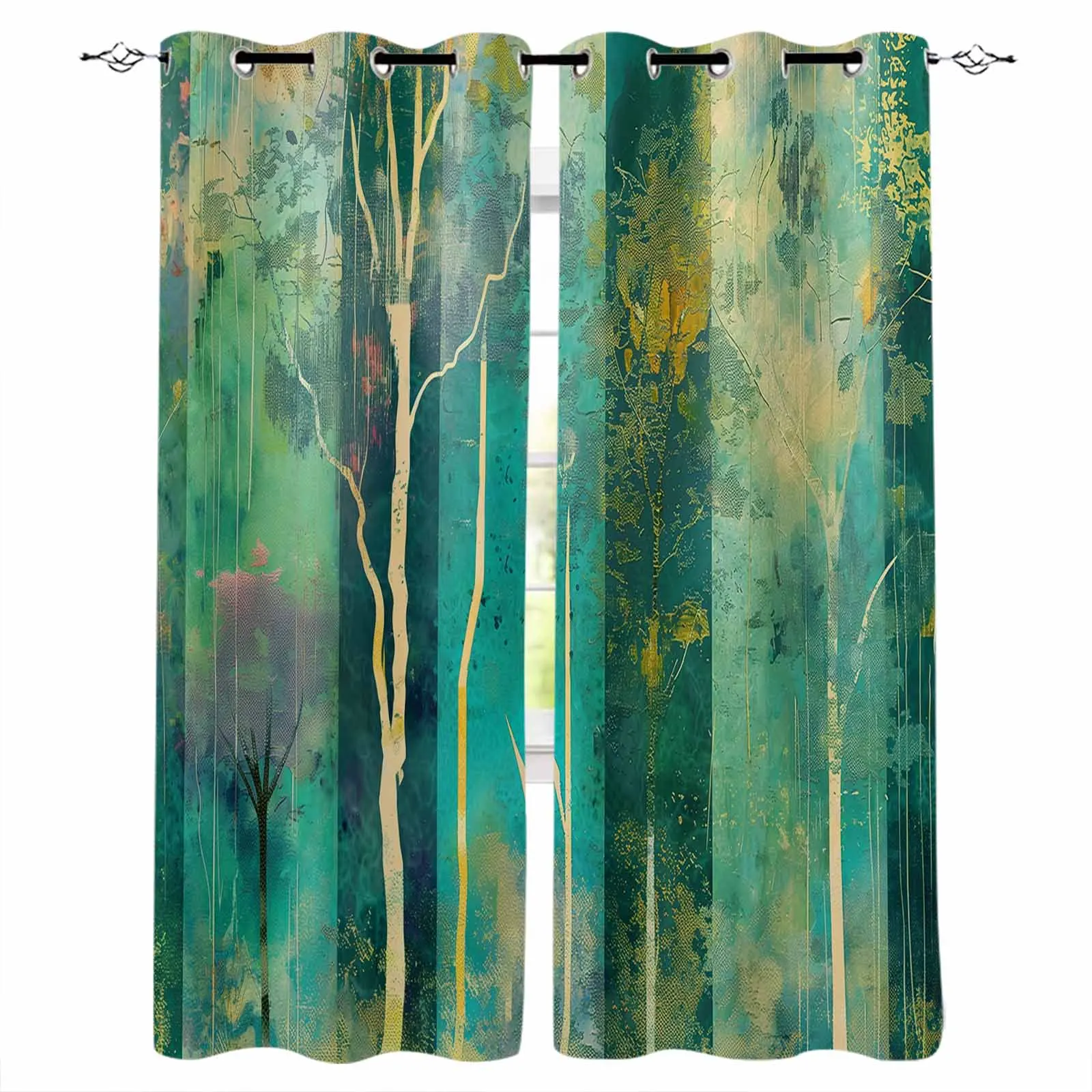 

Oil Painting Abstract Tree Sunset Window Curtain Living Room Kitchen Curtain Panel Blackout Curtains For Bedroom