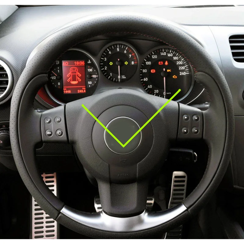 Dark Grey Suede No-slip Soft Steering Wheel Cover for Seat Leon (Mk2 1P) FR Cupra 2005-2009 Ibiza (6L) FR 2005-2009