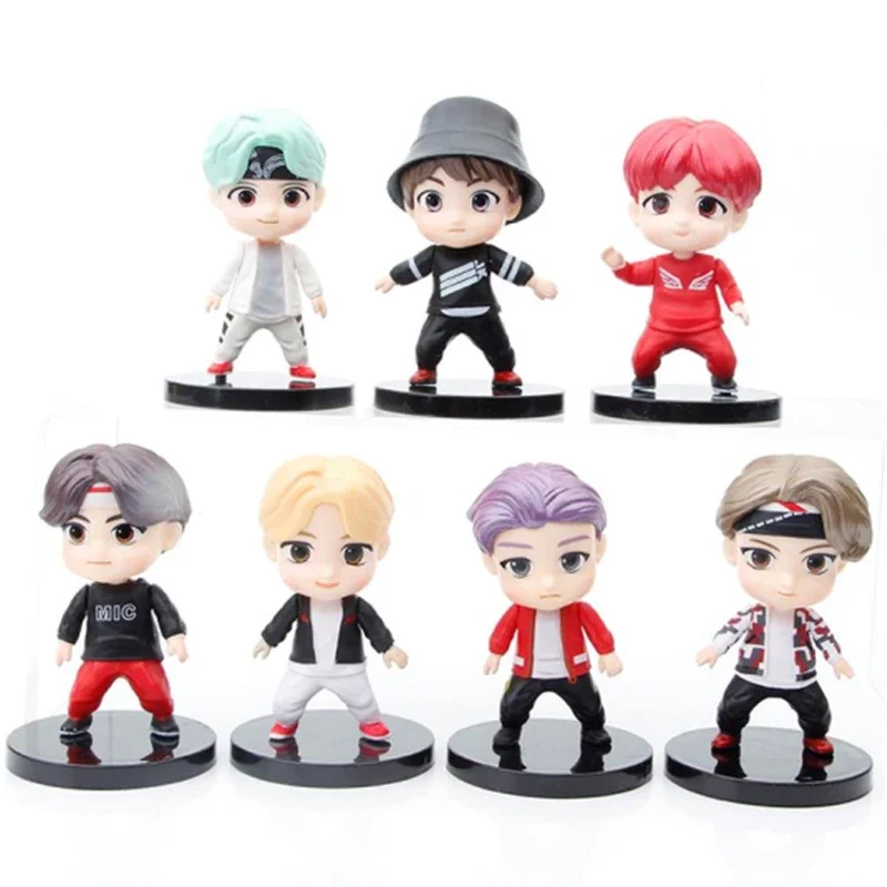 7pcs/Set Bangtan Boys Groups Rm Jin Suga Jhope Jimin V Jungkook Doll Model Toy Action Figure Star Idol Cute Army Gift For Kids