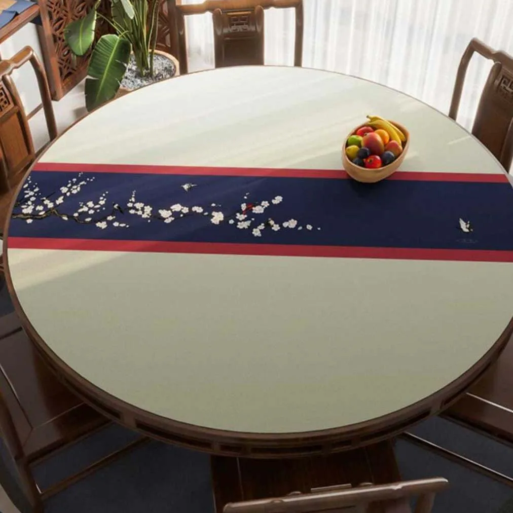 Waterproof Tablecloth European Round Dining Table Cloth Oil-proof Leather Obrus Anti-scald Desk Dust-cover Restaurant Kitchen