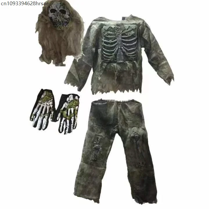 Zombie Skeleton Role Play Halloween Cosplay Costume Scary Theme Party Stage Performance Ghost Skull Fancy Dress for Unisex