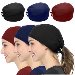 Cotton Soft Chef Dental Surgeon Sanitary Surgical Hats Medical Hat Long Hair Cordlock Nursing Scrub Caps for Women and Men