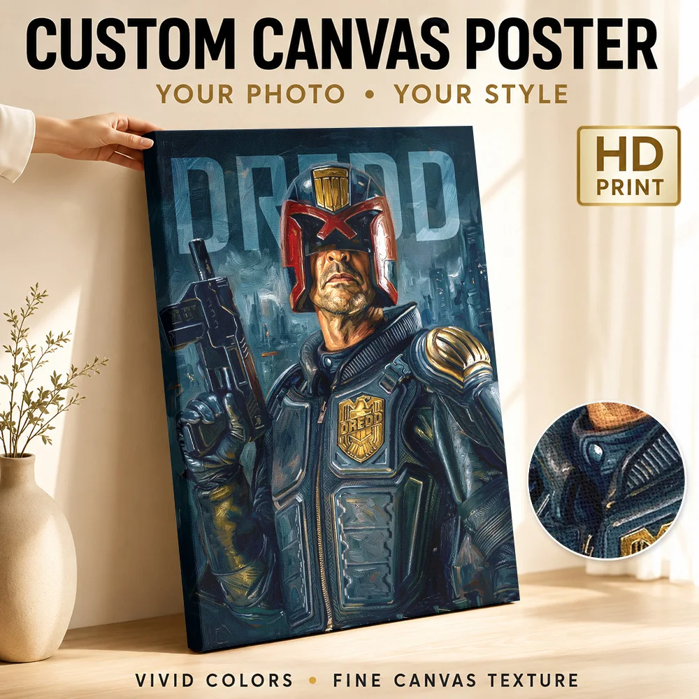 Affiche imprimée sur toile du portrait cinématique du juge Dredd, photo personnalisée, peintures murales esthétiques modernes, décoration pour salle à manger