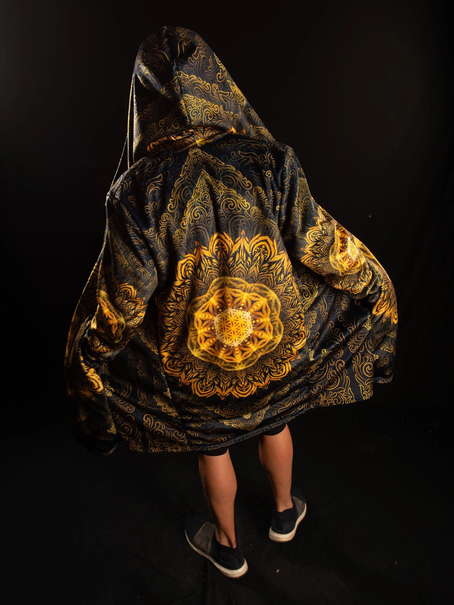 Tibetan Dream Mandala Psychedelic 3D Printed Cloak Thick Winter Warm Hooded Blanket Coat Fleece Men Female Jacket Pullover