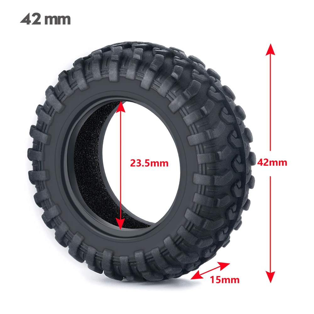 YEAHRUN 4Pcs/Set 38mm/42mm Beadlock Soft Rubber Tires Tyres for Kyosho Jimny 1/18 RC Crawler Car Truck Model Upgrade Parts