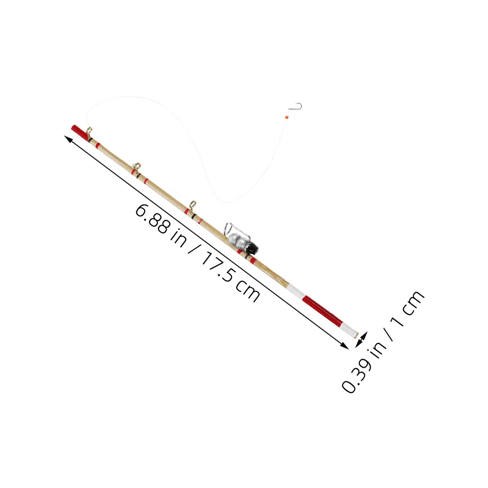 4pcs Miniature Fishing Pole Set Wood Mini Fishing Accessories For Dollhouse Ornaments Enthusiasts Pretend Play Decor