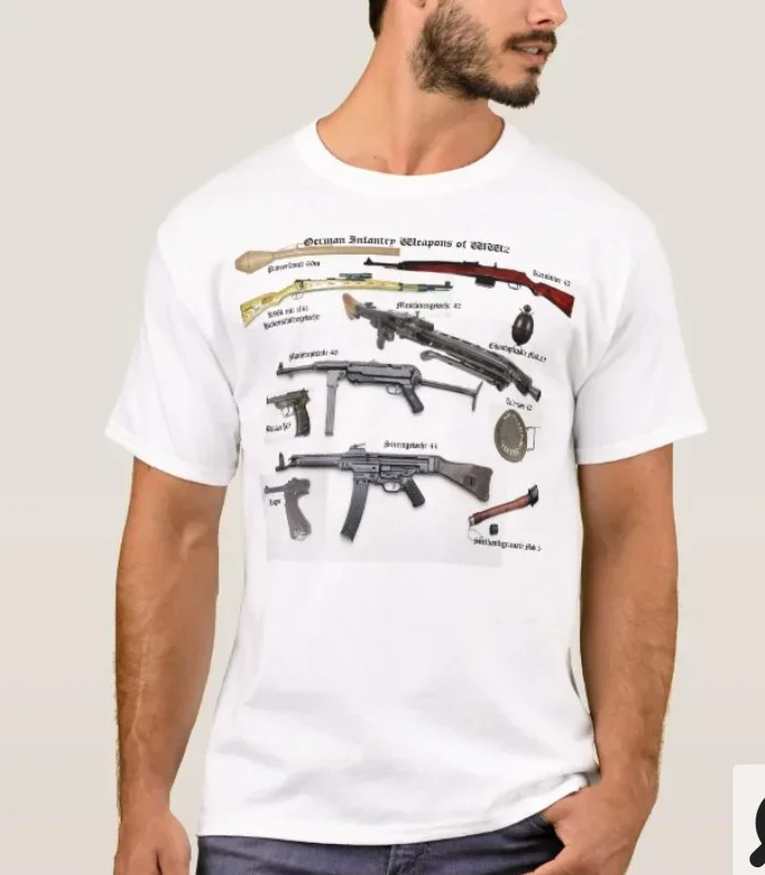 

WWII German Infantry Weapons T-Shirt 100% Cotton O-Neck Short Sleeve Summer Casual Mens T-shirt Size S-3XL