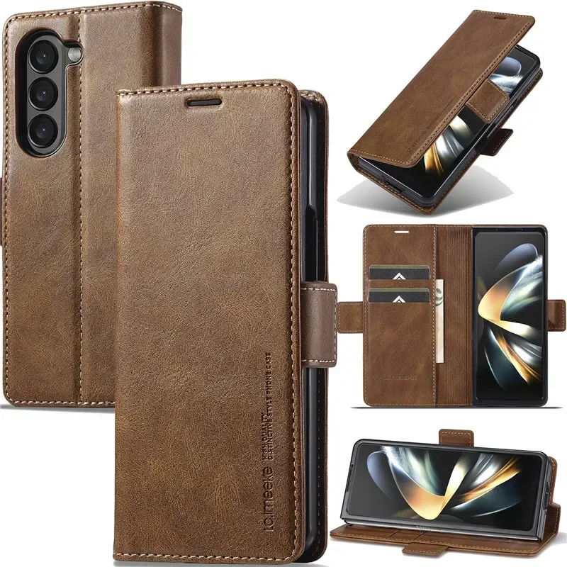 Luxury Fashion Magnetic Wallet Leather Case For Samsung Galaxy Z Fold 3 4 5 6 Card Solt Holder Pocket Cover For Galaxy Z Fold6