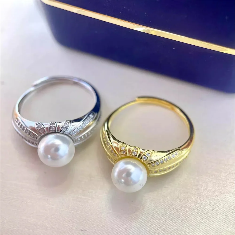 

Solid S925 Sterling Silver Pearl Ring Settings Findings & Accessories - for Jewelry Making Bulk Wholesale Craft Supplies 7-9mm