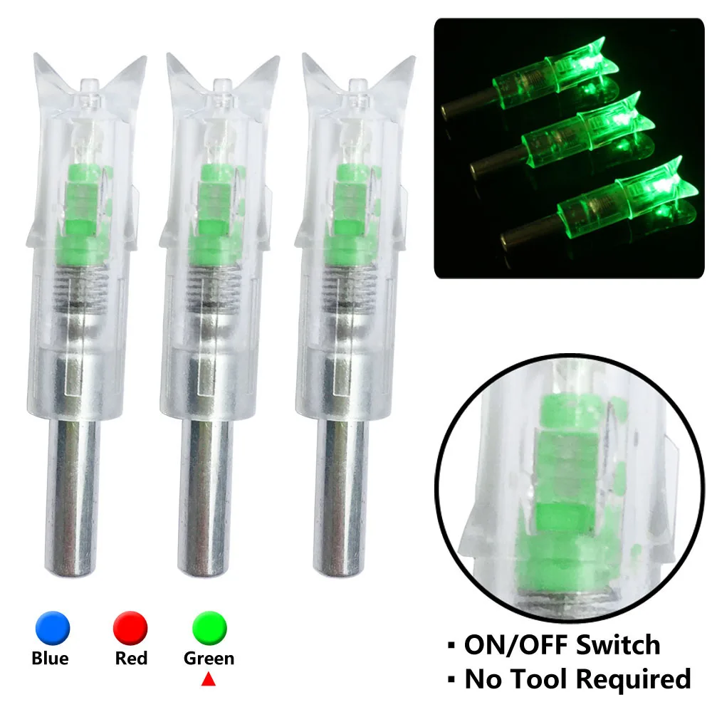 3/6/12pcs Crossbow Arrow Archery Lighted Nock LED Light Shiny For Night Hunting Sports Shooting Arrows Hunting Accessories