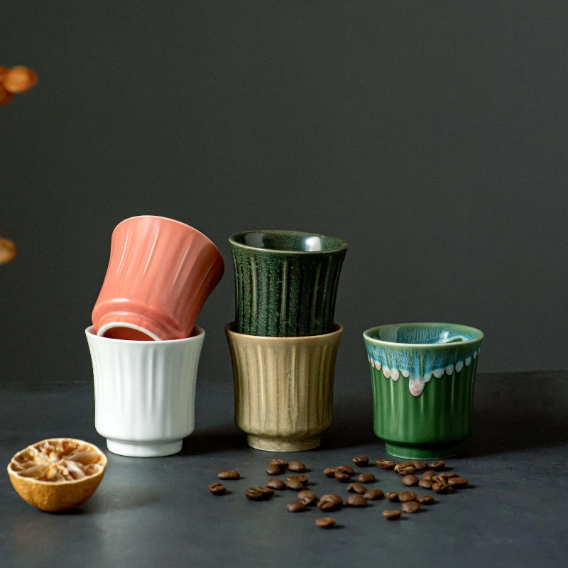 120 ml Kaffeetasse Keramik Teetasse Japanischer Stil Café Trinkgeschirr Steinzeug Espresso Kaffeetasse Latte Pull Flower Porzellantasse