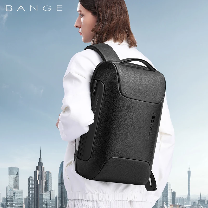 Leather Backpack Men Business Backpack Laptop 15.6 Inch Computer Bag Large Capacity  Bag Male Backpack Anti -theft Fashion 2023