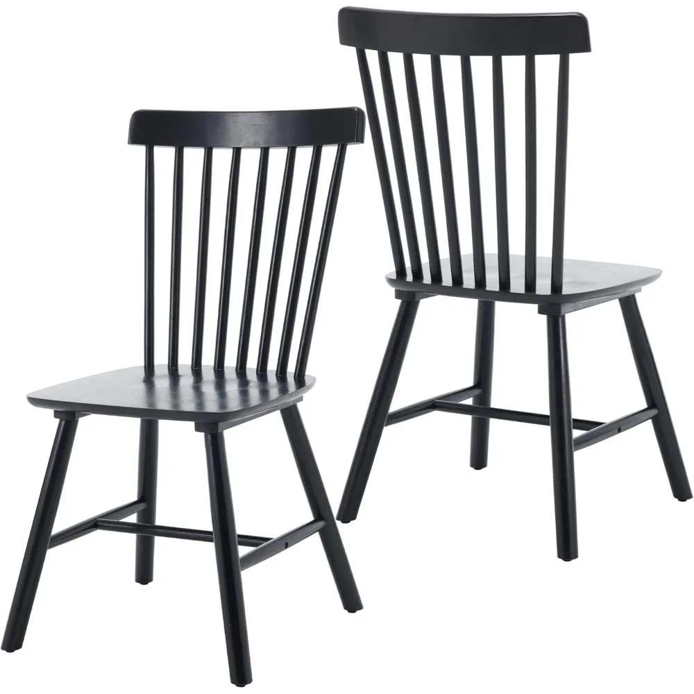 Pair of Traditional Solid Wood Dining Chairs with Spindle Back, Rustic Oak Accent Chairs for Home