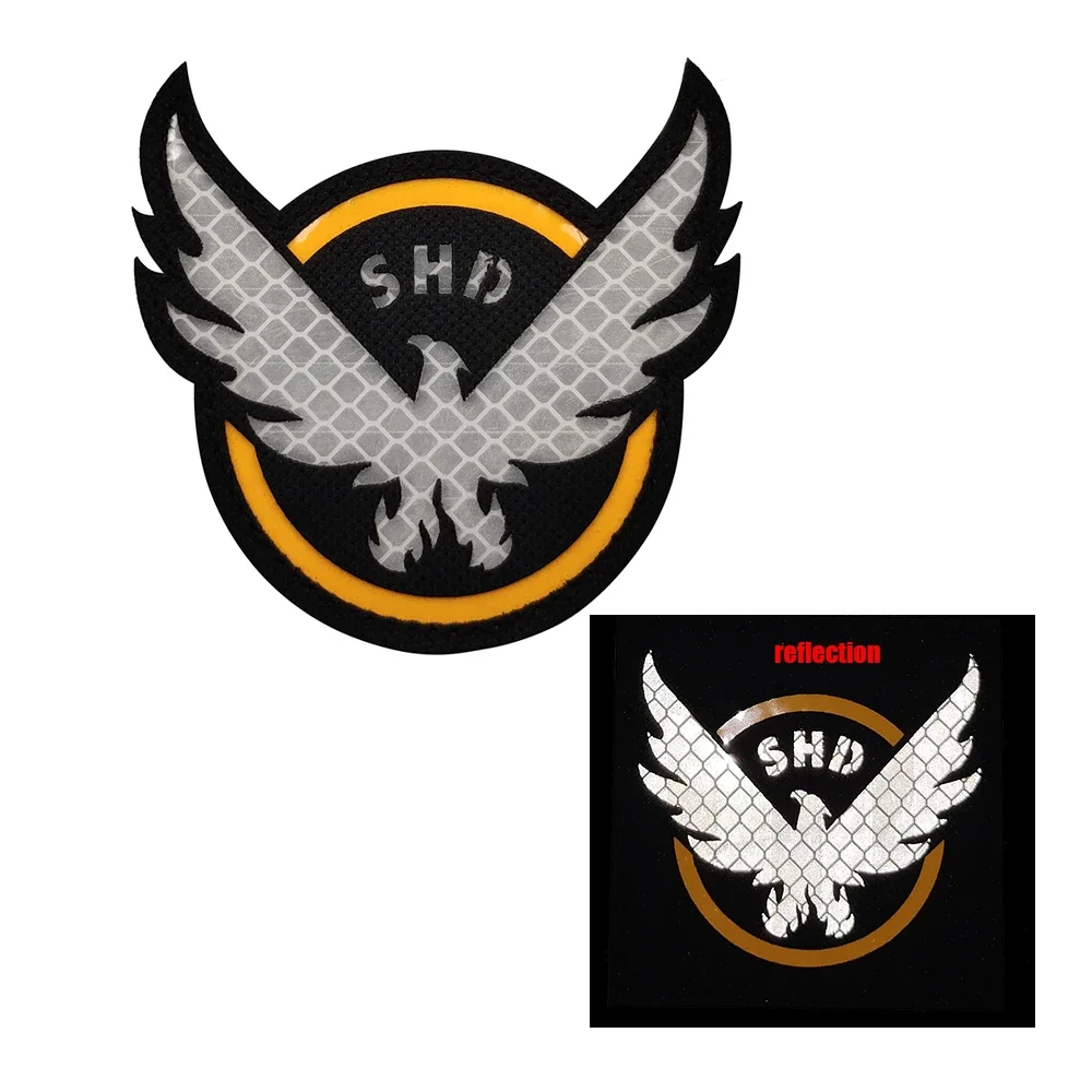 SHD The Division بقع مطرزة للملابس اطلاق النار لعبة لعب الأدوار التكتيكية شارة أجنحة هوك وحلقة شارة على ظهره #6