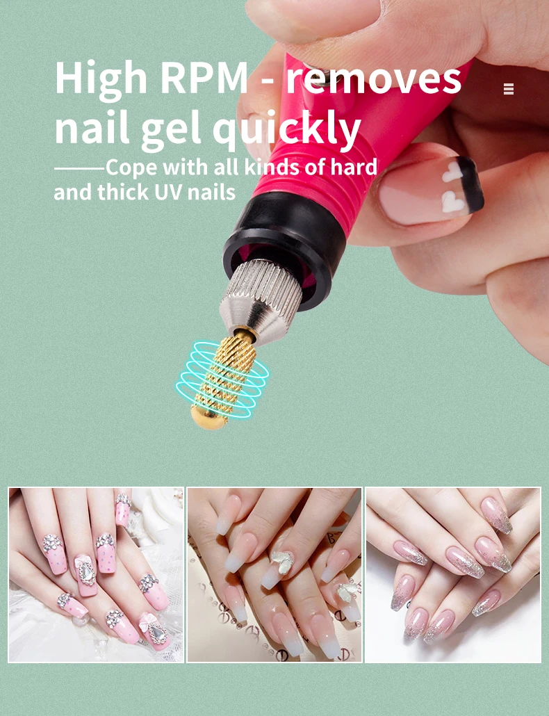 5-in-1-Wolframkarbid-Nagelbohrer, Fräser zum Entfernen von Nagellack, UV-Gel, konisch, Sicherheits-Endschnitt, Maniküre-Werkzeuge, golden – Detail 4