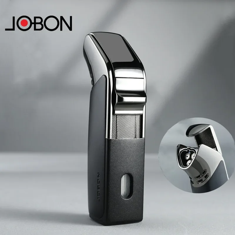 JOBON 3 Jet Flame Windproof Straight-through Lighter Metal Cigar Ignition Gun Metal Outdoor Camping Lighter