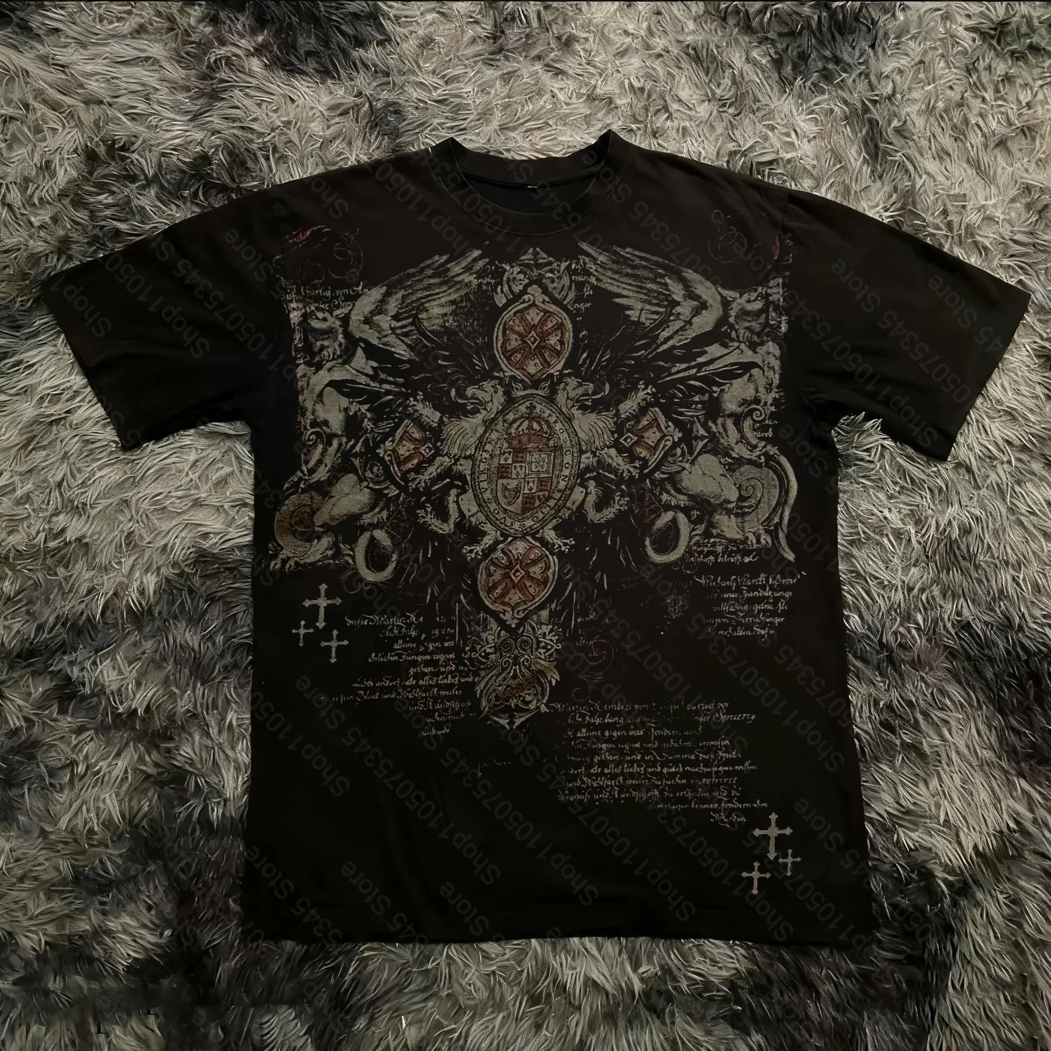 Camiseta Clássica de Verão Estilo Gótico Y2K com Estampa Oversized, Camisetas de Rua, Tops de Algodão com Gola Redonda para Homens e Mulheres