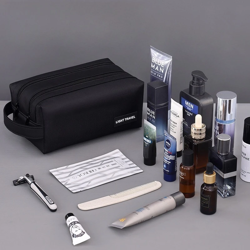 New Men's Makeup Bag Portable Handbag Double layered Large Capacity cosmetic Organizer Travel Essential Storage Bag Waterproof