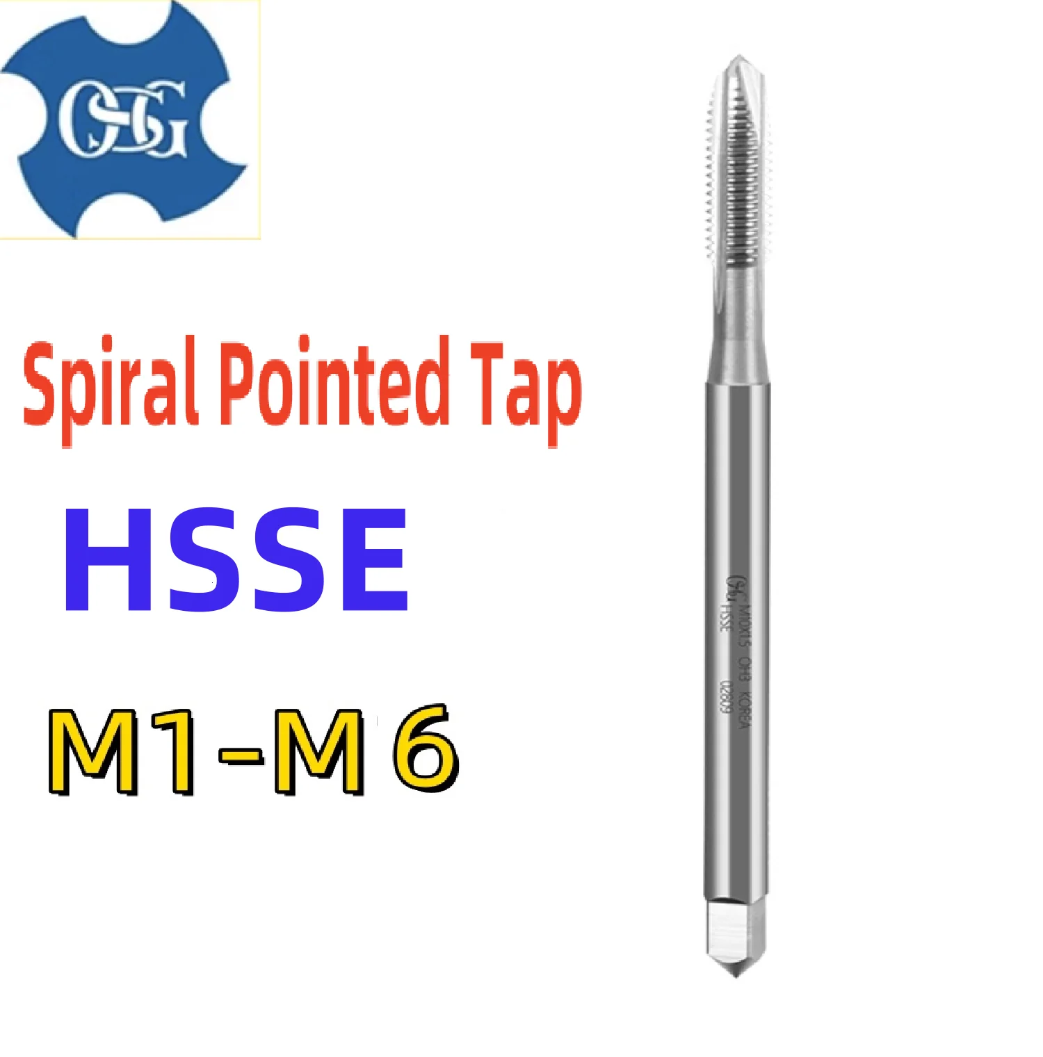 

1PCS Japan Original OSG Tin-Coating JIS Standard Spiral Pointed Tap Spiral Fluted Pointed M8 M10M12M14M16 Machine Thread Taps