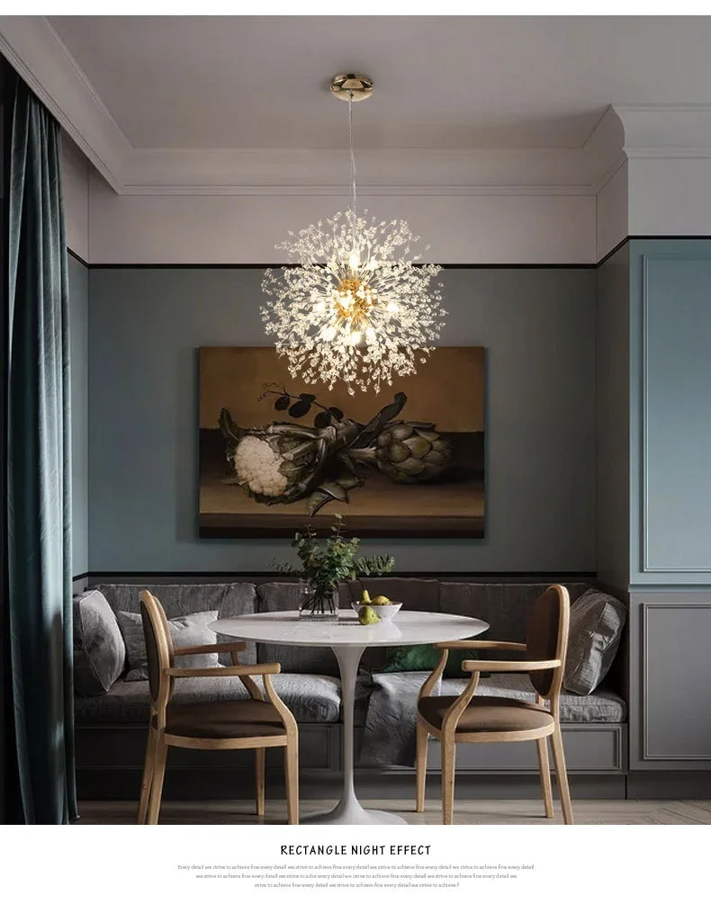 Nordic Dandelion Chandelier Gold Chrome G9 Pendant