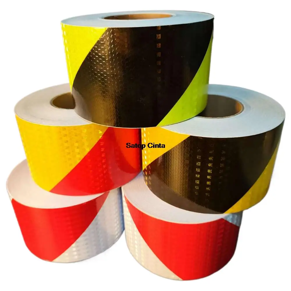4Inch*16FT Waterproof Reflective Tape Left Twill Warning Safety Sticker Night Reflectors Self-Adhesive Strips For Trucks Trailer