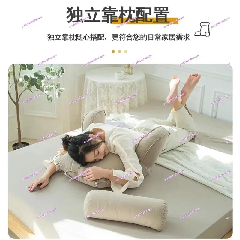 Large Bedside Upholstered Backrest Pillow - Neck & Waist Support Bolster for Dorm & Sofa