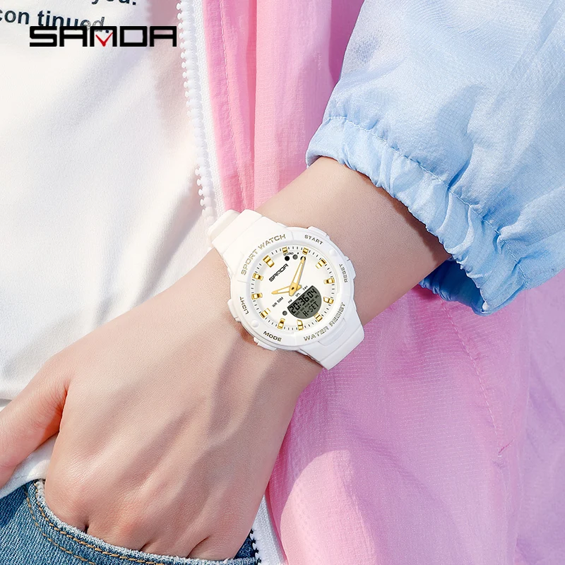 SANDA 2024 Hot Sell Men Watch Multifunction Waterproof Digital Sports Wristwatch Casual Unisex Students Electronic Watches 6005