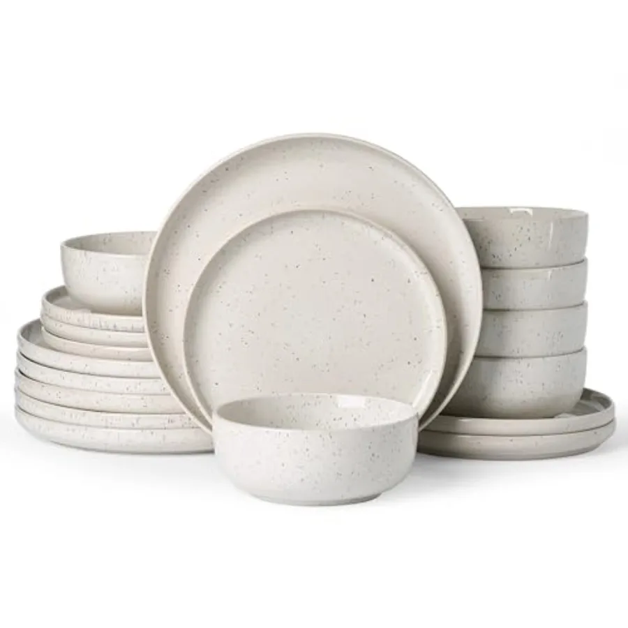 

Meteor Plates and Bowls Sets, 18-Piece Stoneware Dinnerware Sets, Dishes Set for 6, Microwave and Dishwasher Safe Tableware