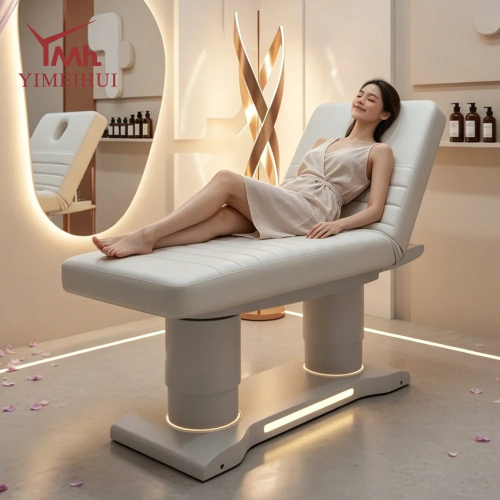 White Electric Adjustable Spa Bed Salon Beauty Massage Treatment Hospital Beds