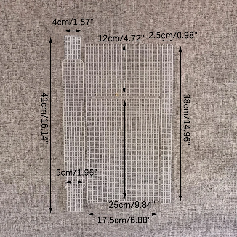 1Set pelat kisi jala karet/plastik untuk DIY membuat tas bantu tenun jahit bordir potongan rajutan tas anyaman buatan tangan baru