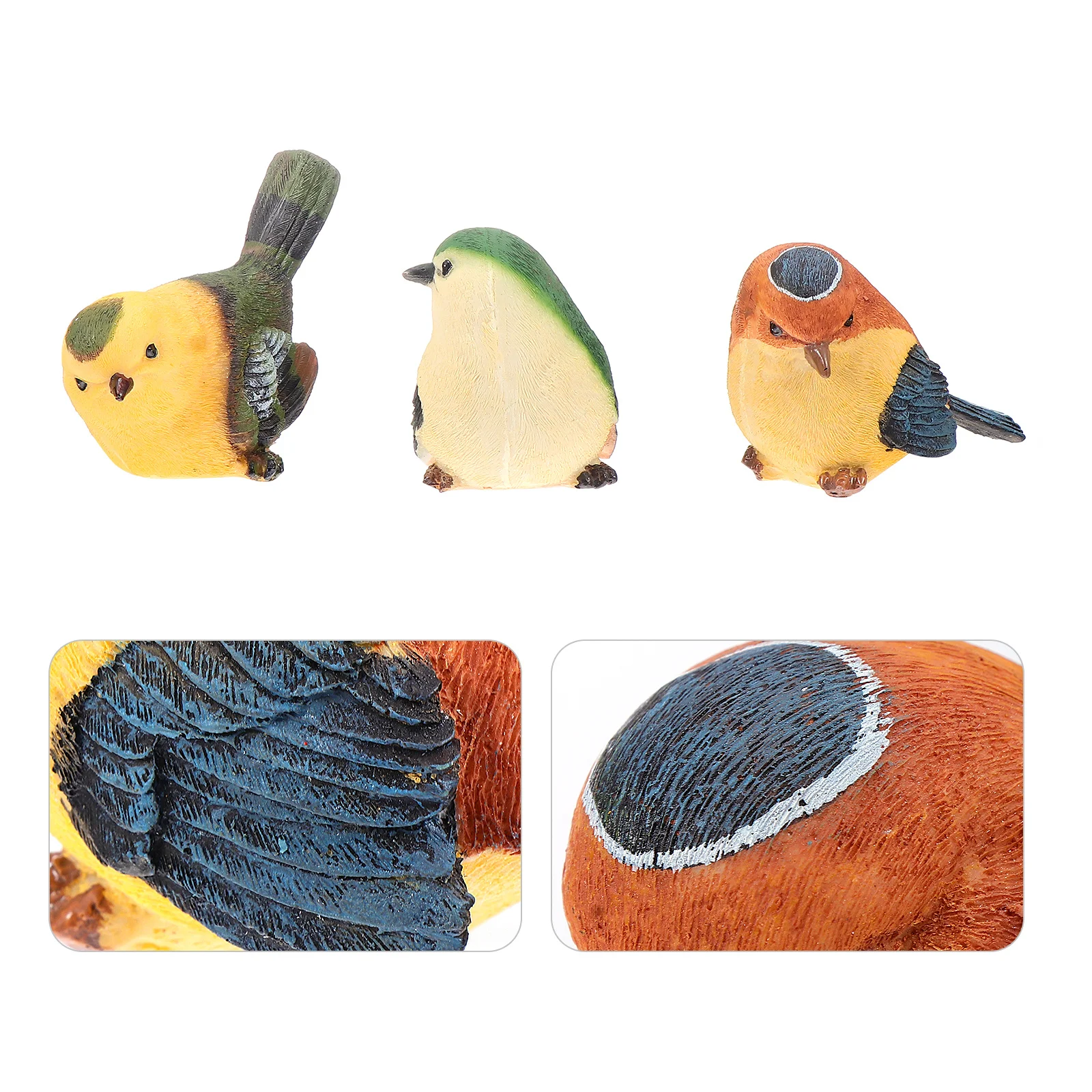 

3Pcs Small Resin Birds Colorful Bonsai Decorations Lifelike Desktop Garden Bird Decors Bird Decors Garden Birds