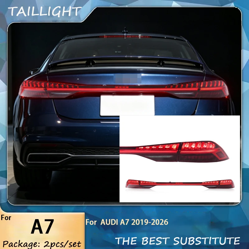 Car Through Tail Lights For for Audi A7 2019 2020 2021-2026 A7 full LED Tail Lamp Dynamic Turn Signal Light Tail Lamp Assembly