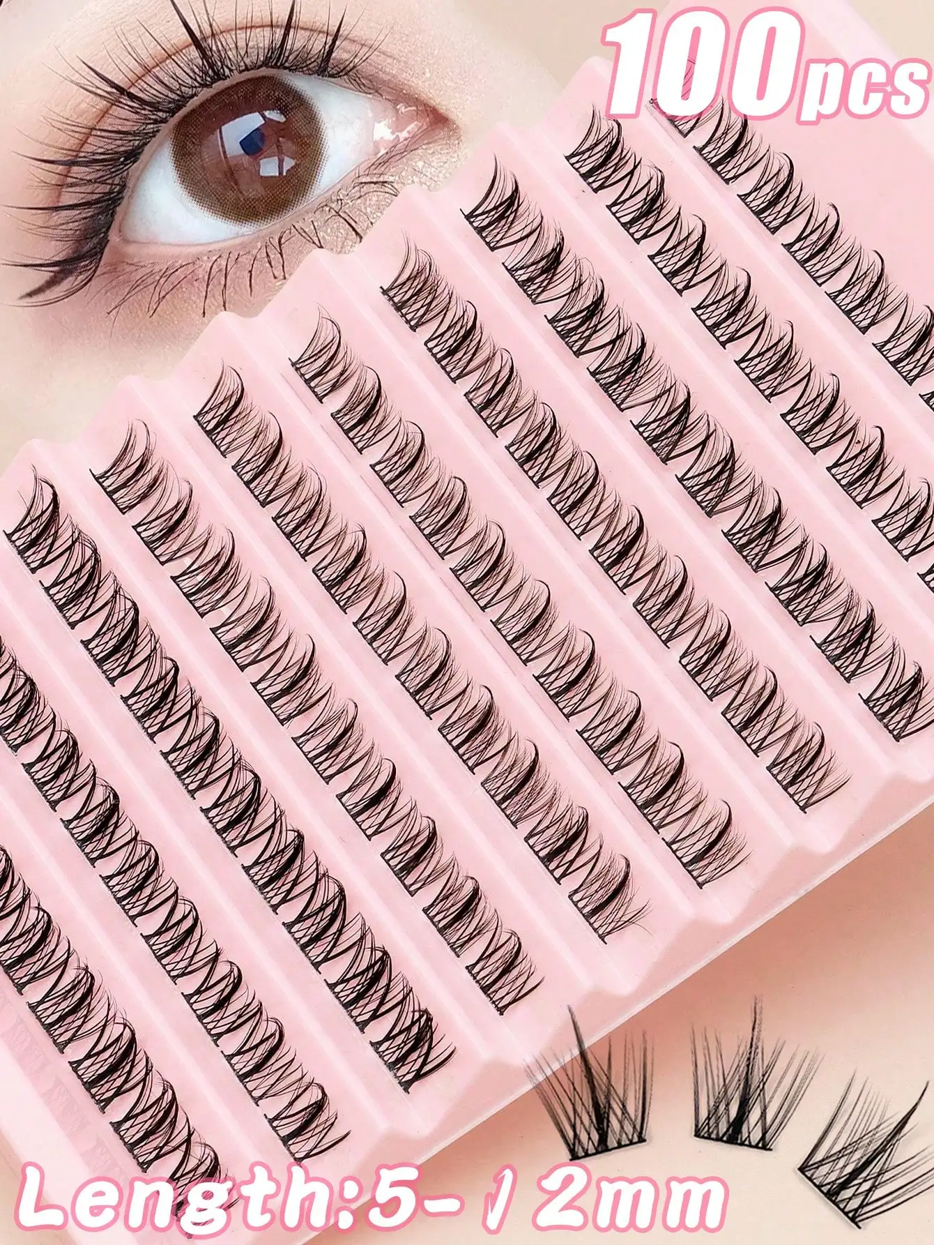 120 clusters of natural eyelashes extensions, C-shaped single false eyelashes, soft and light DIY eyelash clusters,