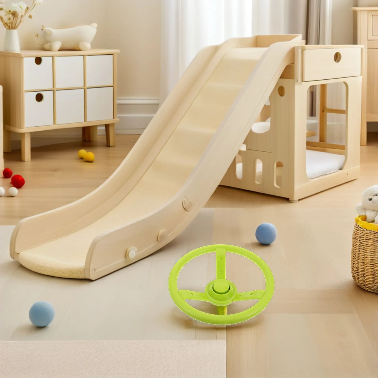 Volante interactivo para niños: diseño de fácil agarre de forma redonda que promueve la coordinación mano-ojo en juegos en interiores y exteriores