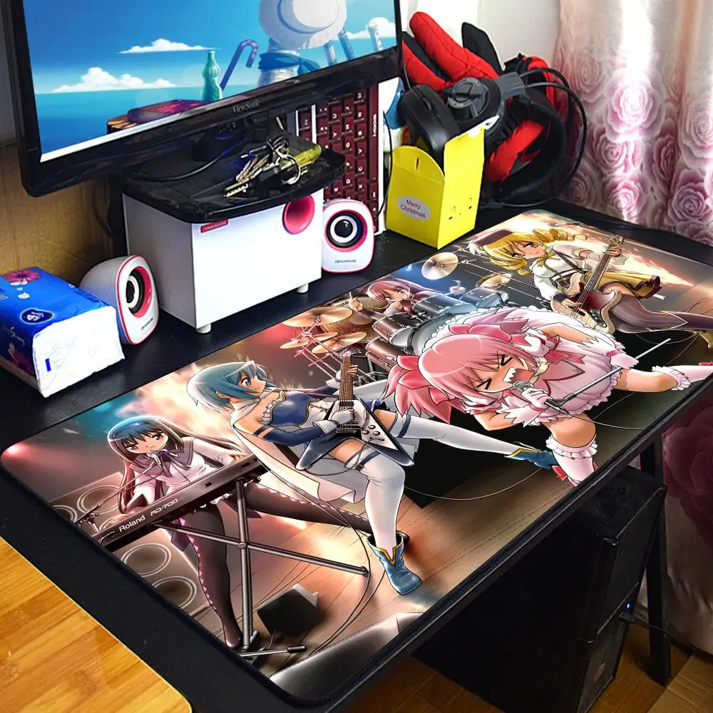 Keyboard Mouse Pad Cute Puella Magi Madoka Magica Large Gaming Accessories Desk Mat Cartoon Mousepad Computer Pc Gamer Anime Rug