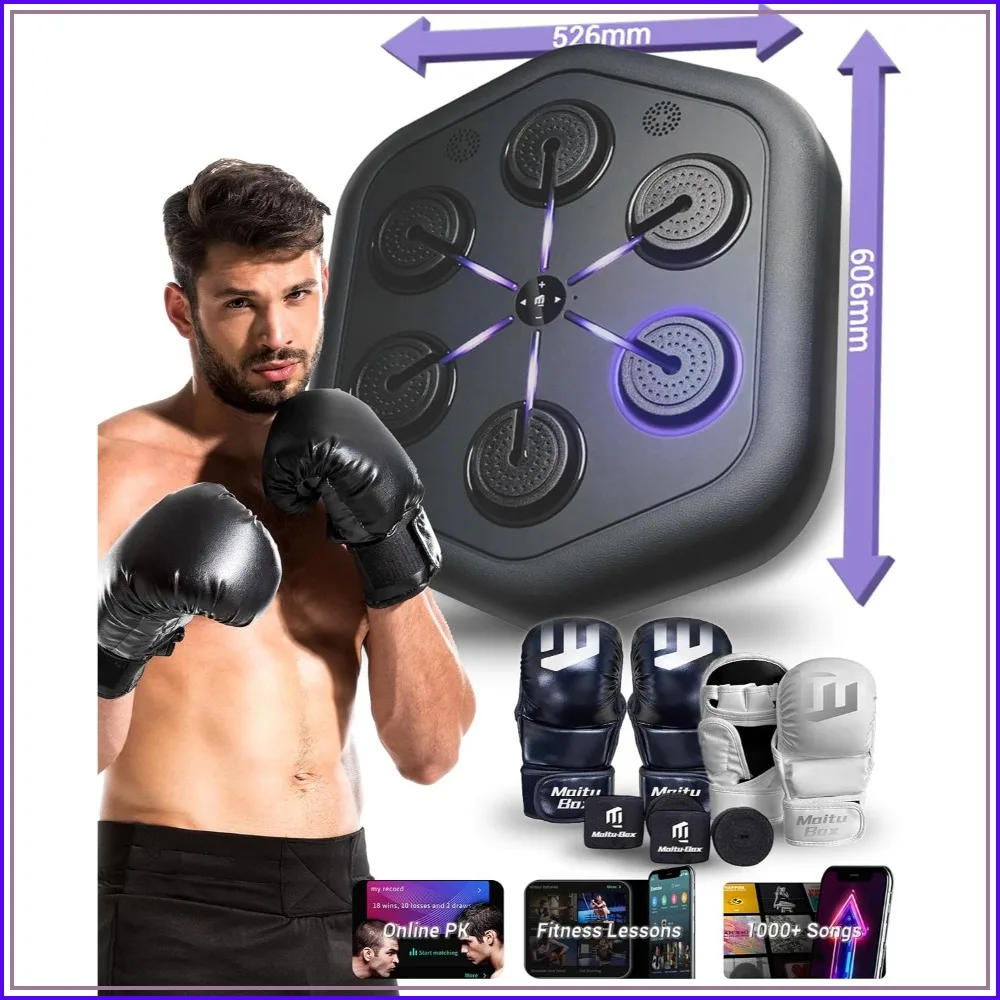 2026 Smart Music Boxing Machine, Wall-Mount Punching Bag with 4000+ Songs, 160 LED Lights, APP Control, Stereo Sound for Home Gym