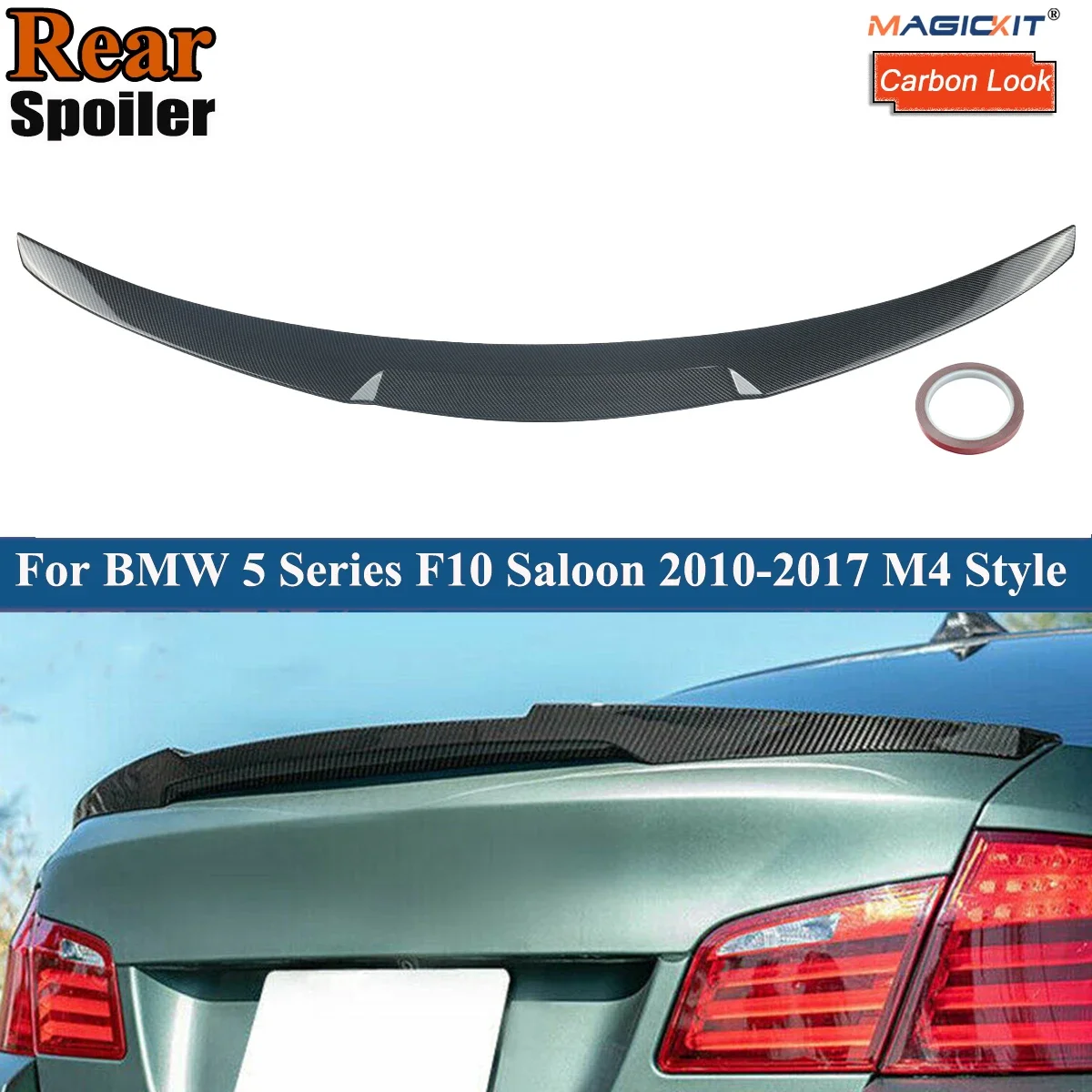 

Car Rear Trunk Boot Lip Spoiler Wing For BMW F10 F11 F18 M5 5 Series 2011-2017 Carbon Fiber Look M4 Style Sport Accessories