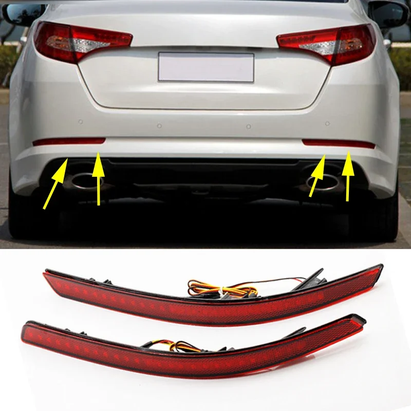 

1 пара отражателей заднего бампера автомобиля, подходит для Kia Optima K5 2011 2012 2013, автомобильный водонепроницаемый задний фонарь, сигнальная лампа тормоза