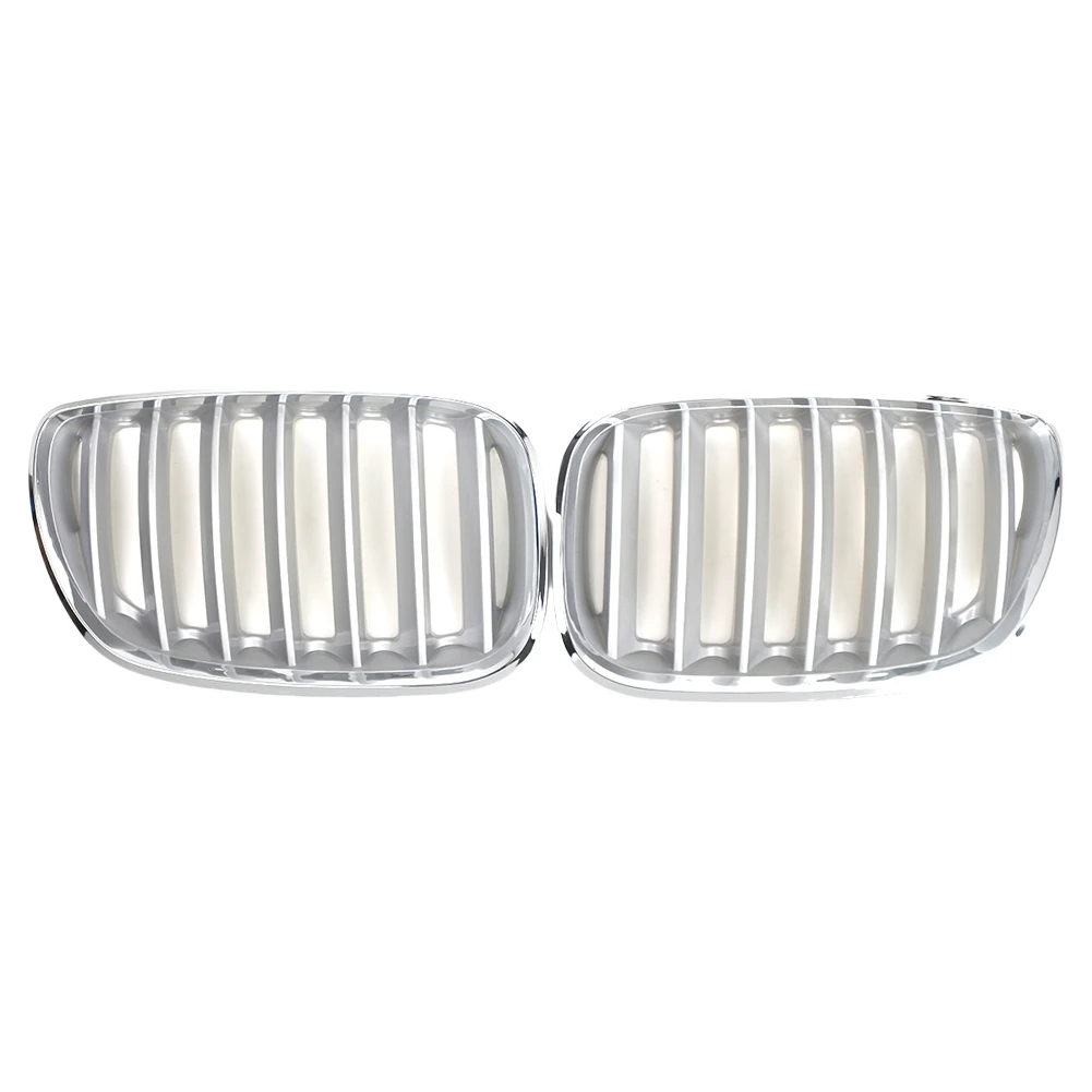 1 paire de grilles avant supérieures en ABS argentées anti-rayures OEM 51137113733 51137113734 pour BMW X5 E53 2004-2006