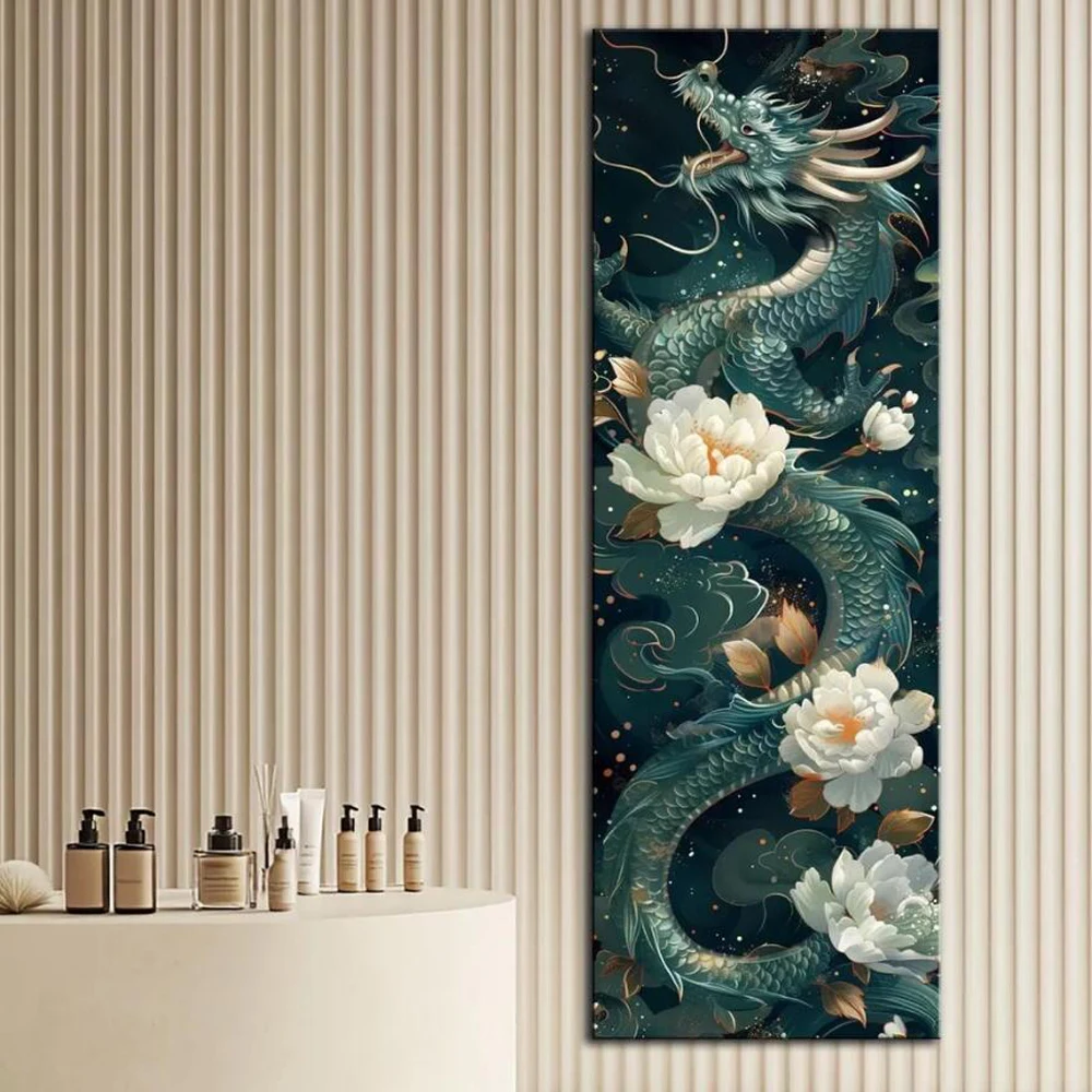 الماس الفن الأنيق الأزهار التنين الآسيوية الأسطورية جدار الفن 5D الماس اللوحة كبيرة الحجم جديد كامل التطريز عبر الابره مجموعات