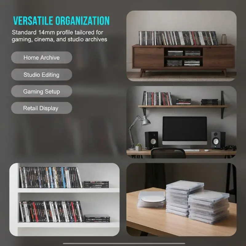 Clear Plastic CD DVD Storage Cases 20 Pack Secure Insert Slot for Home Video Collection Office Media Organization
