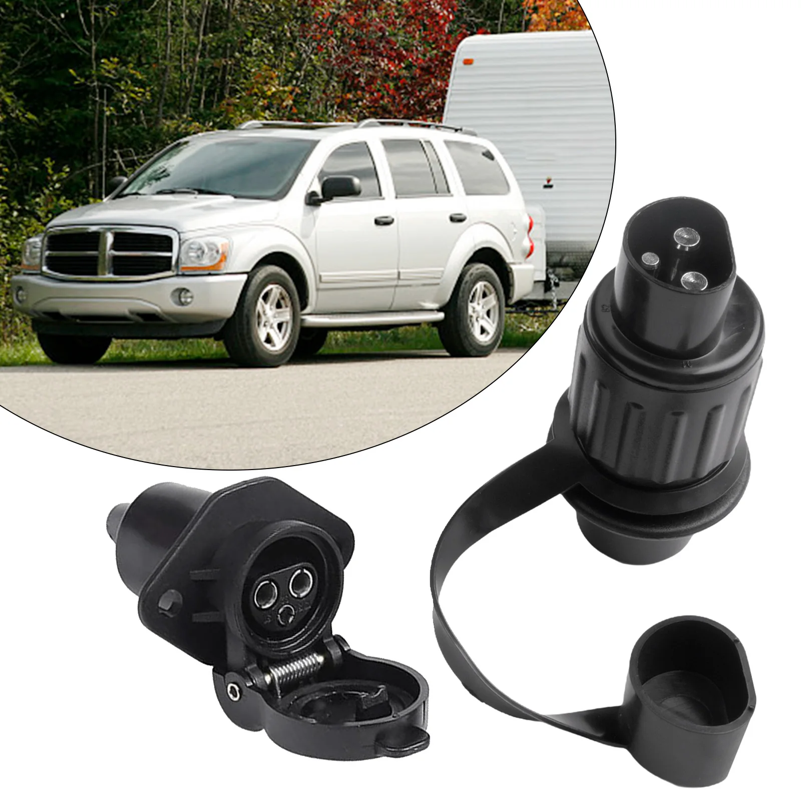 1 Set Car 12V 3 Pin Trailer Socket Connectors Round 3 Pole -in Trailer Tractor Power Socket Automotive Accessories