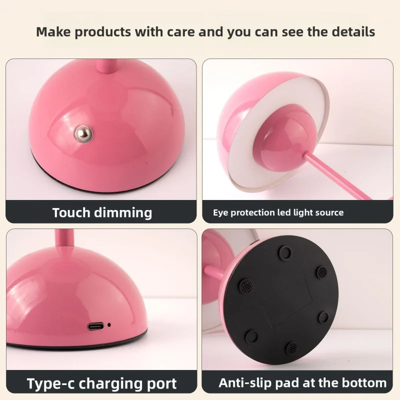 ديكور غرفة نوم الزفاف، مصباح طاولة خاص قابل لإعادة الشحن، مصباح الفطر، مصباح برعم بجانب السرير، ضوء ليلي #2