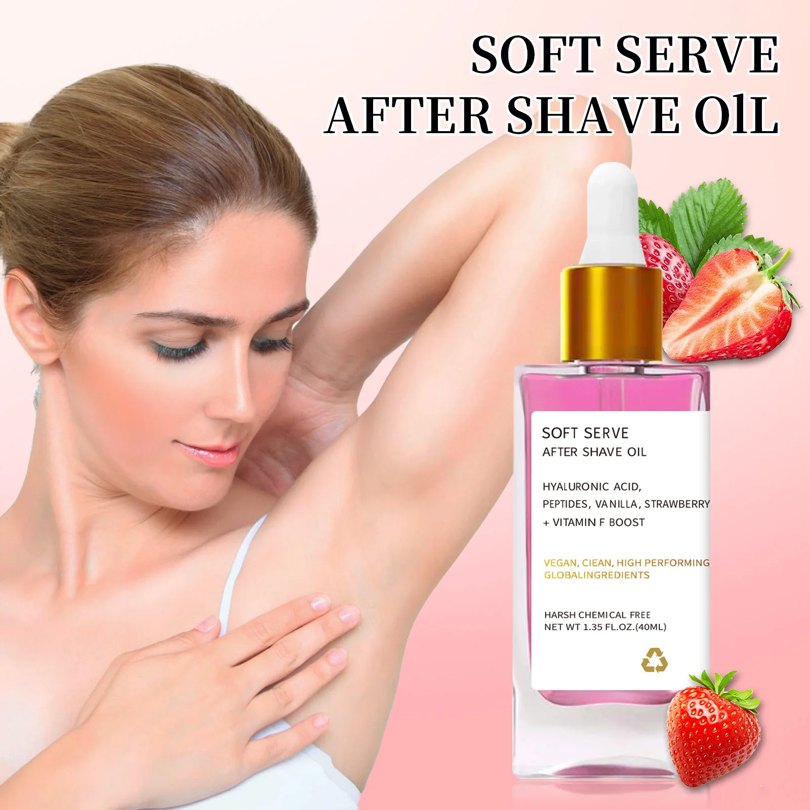 

After Shave Oil for Women Smooth Skin Strawberry After Shave Oil Ingrown Hair Soft Long-lasting Moisturize for All Skin Types