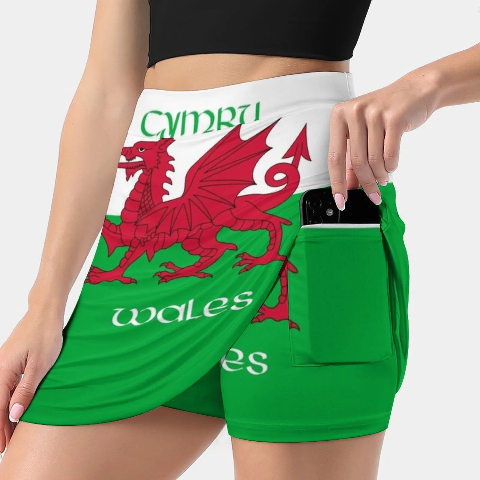 Cymru / Wales-The Welsh Dragon Flag Women's skirt Y2K Summer Clothes 2022 Kpop Style Trouser Skirt With Pocket Wales Welsh Flag