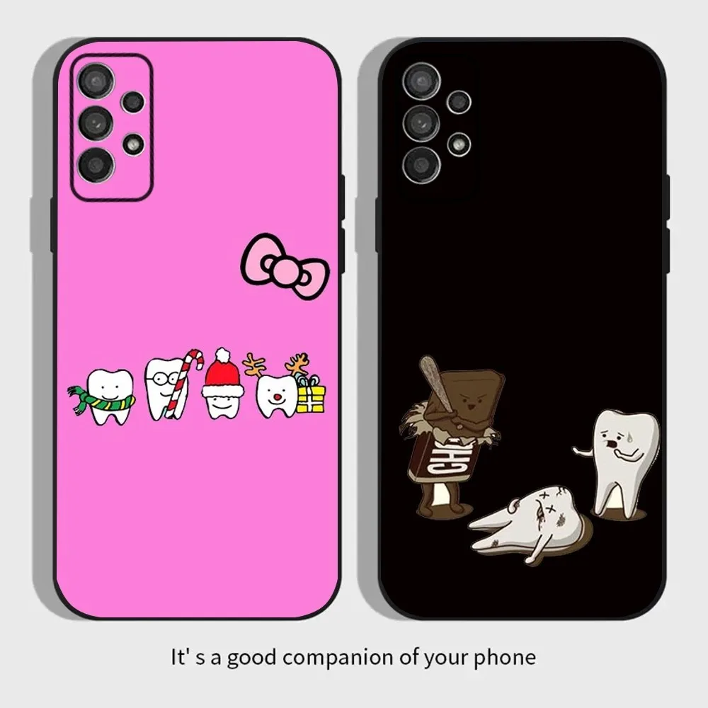 Teeth Tooth Cartoon Funny Phone Case For Samsung Galaxy A13,A21s,A22,A31,A32,A52,A53,A71,A80,A91 Soft Black Cover