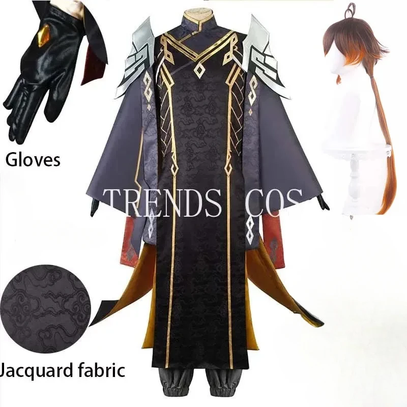 Textured Fabric Game Lantern Rite Zhongli Morax Cosplay Costume Echoes of The Heart Morax Archon War Zhong Li Outfits Wig Comic