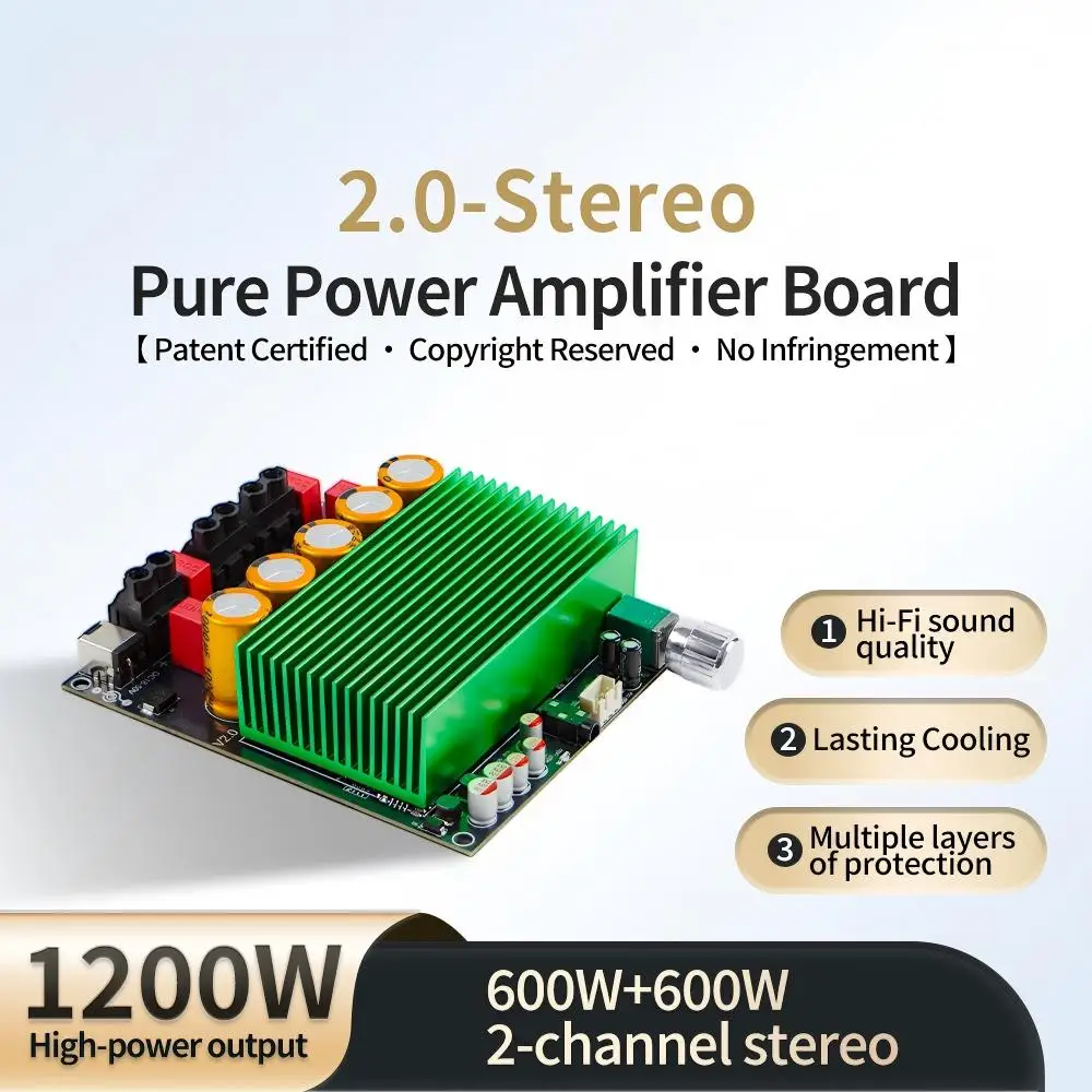 2.0 Channel Pure Post Stage Digital Amplifier Board TPA3255 600W*2 1200W High Power Stereo Amplifier Undervoltage Protection