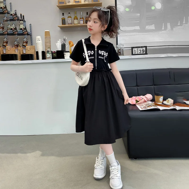 ياقة صيفية للفتيات - فستان الأميرة، فستان طويل بأكمام قصيرة للأعمار من 7 إلى 14 عامًا